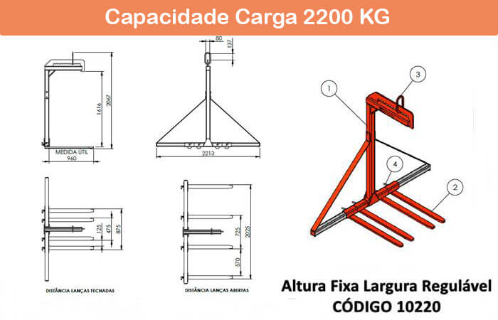 Garfo Paleteiro Regulável 10220