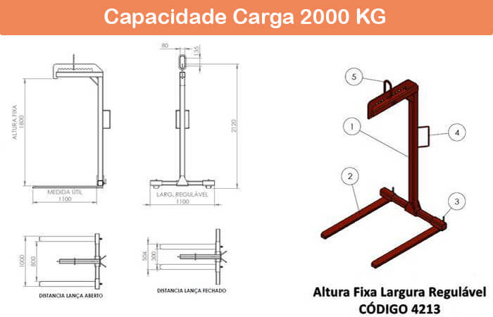 garfo paleteiro 2000 kg