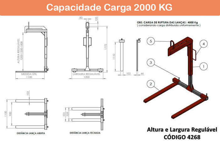 Garfo Paleteiro Regulável 4268