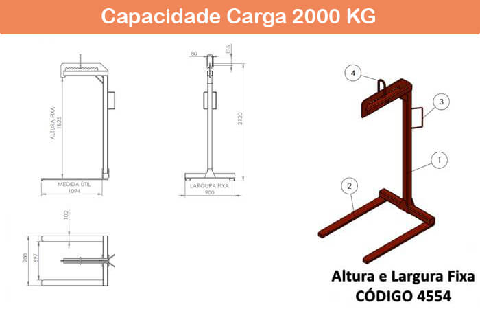 Garfo Paleteiro Fixo 2000 kg