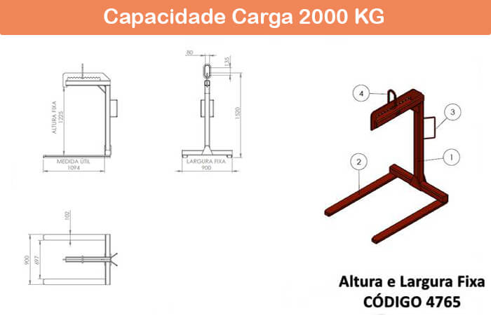 Garfo Paleteiro 2000 kg