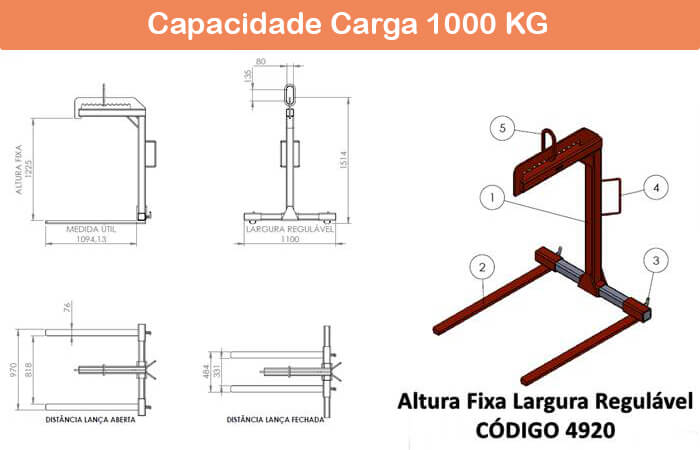 Garfo Paleteiro Regulável 4920