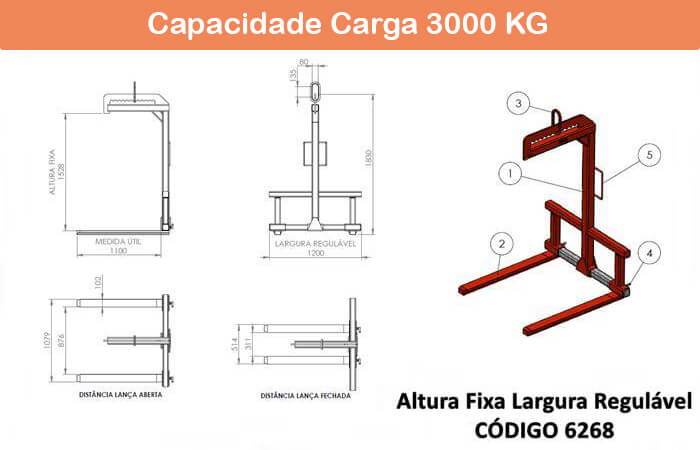 Garfo Paleteiro Regulável 6268