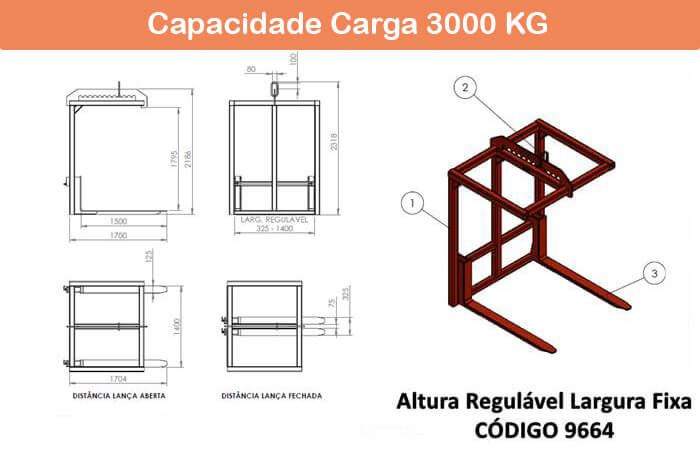 Garfo Paleteiro Regulável 9664