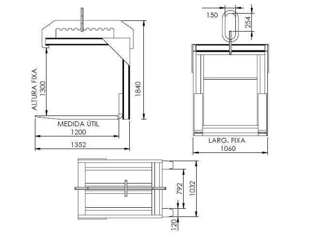 Garfo Palete 7000 kg Medidas